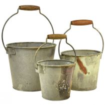 Produkt Ozdobne wiadro metalowe rdzawe, vintage Ø15/17,5/22 cm, zestaw 3 szt