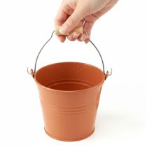Produkt Dekoracyjne metalowe wiadro/doniczka, pomarańczowo-brązowe, Ø16 cm, wys.14,5 cm, 1,6 l