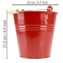 Produkt Dekoracyjne metalowe wiadro/doniczka, czerwone, Ø22 cm, wys. 21,5 cm, 6 l