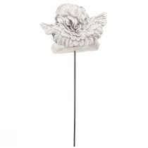 Produkt Aniołek dekoracyjny na patyczku Dekoracyjna dekoracja nagrobna szaro-biała W6,5cm 3 sztuki