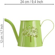 Produkt Dekoracyjna metalowa konewka, wzór dmuchawca, zielona, wys. 12 cm, 2 sztuki, wazon dekoracyjny, styl shabby chic