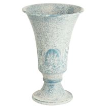 Produkt Kielich dekoracyjny metalowy antyczny w kolorze biało-niebieskim Ø11cm wys.17,5cm