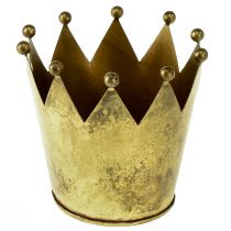 Produkt Ozdobna korona metalowa doniczka o wyglądzie mosiądzu Ø11cm/wys.10cm
