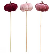 Produkt Dynia dekoracyjna z tkaniny dynia na patyku bordowo-różowa Ø7cm 9 szt