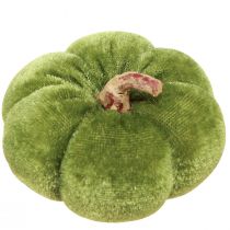Produkt Dekoracyjne dynie wykonane z tkaniny aksamitnie zielonej Ø7cm W4,5cm 9 sztuk