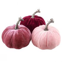 Produkt Dynie dekoracyjne flokowane bordowy róż Ø13cm W11,5cm 3 szt