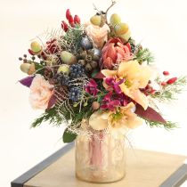 Produkt Kwiaty sztuczne Protea ozdobne czerwono-pomarańczowe 34cm 3szt.