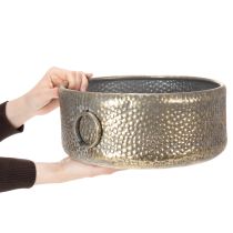 Produkt Miska dekoracyjna, wygląd antyczny, metalowa doniczka, złota, Ø37/31 cm, zestaw 2 szt.