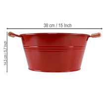 Produkt Miska dekoracyjna z uchwytami, metalowa na kwiaty, czerwona, Ø29cm, wys.14,5cm