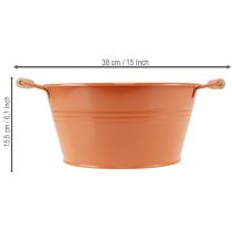 Produkt Miska dekoracyjna z uchwytami, metalowa, pomarańczowo-brązowa, Ø29cm, wys.14,5cm