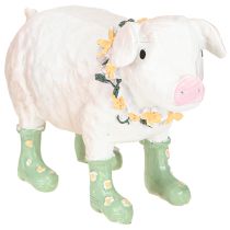 Produkt Dekoracyjna Świnka w Gumowych Butach – Zabawna Figurka Farmera z Wiankiem Kwiatowym 15,5 cm 2 szt.