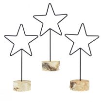 Produkt Dekoracyjne świeczniki gwiazdki na drewnianej podstawie czarno-naturalne, 40 cm - stylowa dekoracja stołu 3 sztuki