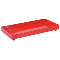 Produkt Taca dekoracyjna prostokątna metalowa czerwona z nóżkami 30×15cm