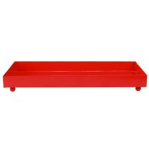 Produkt Taca dekoracyjna prostokątna metalowa czerwona z nóżkami 30×15cm