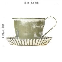 Produkt Kubek dekoracyjny metalowy biały antyczny Ø9cm wys.8cm 2 szt.