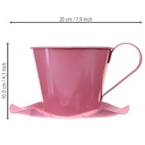 Produkt Filiżanka do herbaty metalowa dekoracyjna z talerzykiem różowa Ø12 wys.10cm 8 szt.