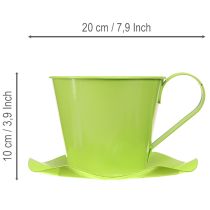 Produkt Filiżanka do herbaty metalowa dekoracyjna z talerzykiem jasnozielona Ø12 H10cm 8 szt.