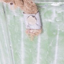 Produkt Doniczka dekoracyjna, metalowe wiaderko do sadzenia, doniczka z uchwytami, różowo-zielono-żółta, shabby chic, Ø15cm, wys.13cm, zestaw 3 elementów