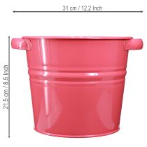 Produkt Doniczka dekoracyjna, metalowa, różowa z uchwytami, 31x26x21,5 cm