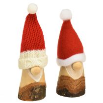 Produkt Krasnal dekoracyjny drewniany Krasnal bożonarodzeniowy z kapeluszem czerwony naturalny 10/12cm 4szt