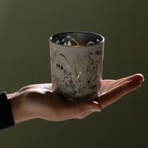 Produkt Dekoracyjna szklana latarnia z motywem liścia, stylowa ozdoba domu, 8 cm, 4 sztuki