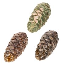 Produkt Dekoracyjne szyszki ceramiczne, różne kolory: zielony, żółty, brązowy, 8,5 cm, 6 sztuk