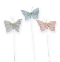 Motyl dekoracyjny na druciku pastelowy 8cm 12szt.