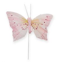 Motyl dekoracyjny na druciku pastelowy 8cm 12szt.