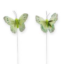 Motyl dekoracyjny na druciku zielony 8cm 12szt