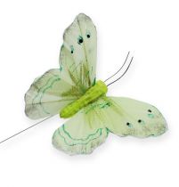 Motyl dekoracyjny na druciku zielony 8cm 12szt