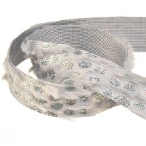Produkt Wstążka dekoracyjna z efektem futra i holo szaro-srebrna 25mm 10m