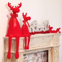 Produkt Dekoracyjna figurka łosia, flokowana, półka z kokardą, 80 cm