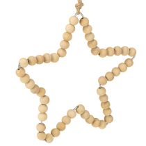 Produkt Ozdoby świąteczne: drewniane koraliki, serce, gwiazda, choinka, wysokość 13 cm, 6 sztuk