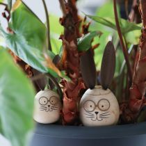 Produkt Dekoracyjny królik wykonany z drewna i metalu, z zabawnym wzorem, przyciągający wzrok, 19 cm, 2 sztuki