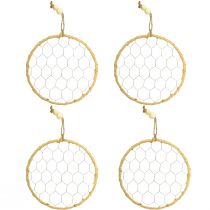 Produkt Dekoracyjne metalowe kółka wiszące z rafii, Ø20 cm, 4 sztuki, dekoracja ścienna w stylu boho, dekoracja okna