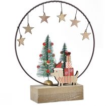 Produkt Dekoracyjny pierścionek z drewna i metalu Boże Narodzenie z psem Ø21cm W25cm