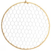 Produkt Ozdobny pierścionek metalowy zawieszka dekoracja Rafia srebrna naturalna Ø38cm 4 szt