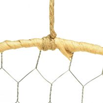 Produkt Ozdobny pierścionek metalowy zawieszka dekoracja Rafia srebrna naturalna Ø38cm 4 szt
