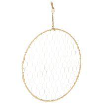 Produkt Pierścień metalowy dekoracyjny Ø38cm, dekoracja wisząca, rafia, srebro, naturalny, dekoracja ścienna w stylu boho, uniwersalna dekoracja, 4 sztuki