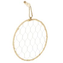 Produkt Dekoracyjne metalowe kółka wiszące z rafii, Ø20 cm, 4 sztuki, dekoracja ścienna w stylu boho, dekoracja okna