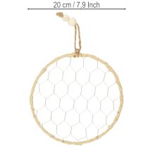 Produkt Dekoracyjne metalowe kółka wiszące z rafii, Ø20 cm, 4 sztuki, dekoracja ścienna w stylu boho, dekoracja okna