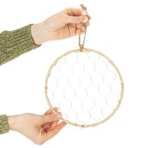 Produkt Dekoracyjne metalowe kółka wiszące z rafii, Ø20 cm, 4 sztuki, dekoracja ścienna w stylu boho, dekoracja okna