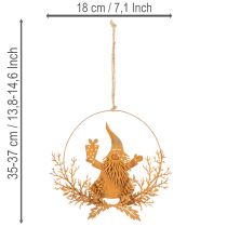 Produkt Pierścionek dekoracyjny świąteczny, renifer w pierścionku, Święty Mikołaj z prezentem, ozdoba metalowa, wykończenie rdzawe, Ø18 cm, zestaw 2 sztuk