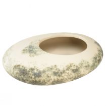 Produkt Miska dekoracyjna owalna płaska miska ceramiczna kremowo-szaro-zielona 19×14×5cm