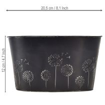 Produkt Dekoracyjna metalowa miska owalna, czarno-srebrna, wzór kwiatowy, 20,5 x 12,5 x 12 cm