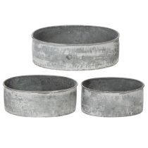 Produkt Miska metalowa dekoracyjna owalna, szara, dł. 22,5/19,5/16 cm, zestaw 3 szt.