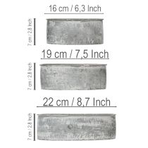Produkt Miska metalowa dekoracyjna owalna, szara, dł. 22,5/19,5/16 cm, zestaw 3 szt.
