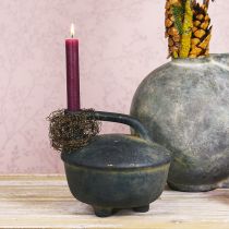 Produkt Dekoracyjny wazon dzbanek ceramiczny o antycznym wyglądzie antracytowo-beżowy 18cm
