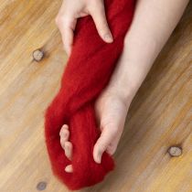 Produkt Sznurek wełniany, wełna dekoracyjna, czerwony, filcowana wełna 2m do florystyki, dekoracji i rękodzieła