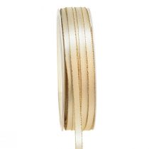 Produkt Podwójna satynowa wstążka do biżuterii w kolorze kremowego złota szer. 6 mm dł. 50 m